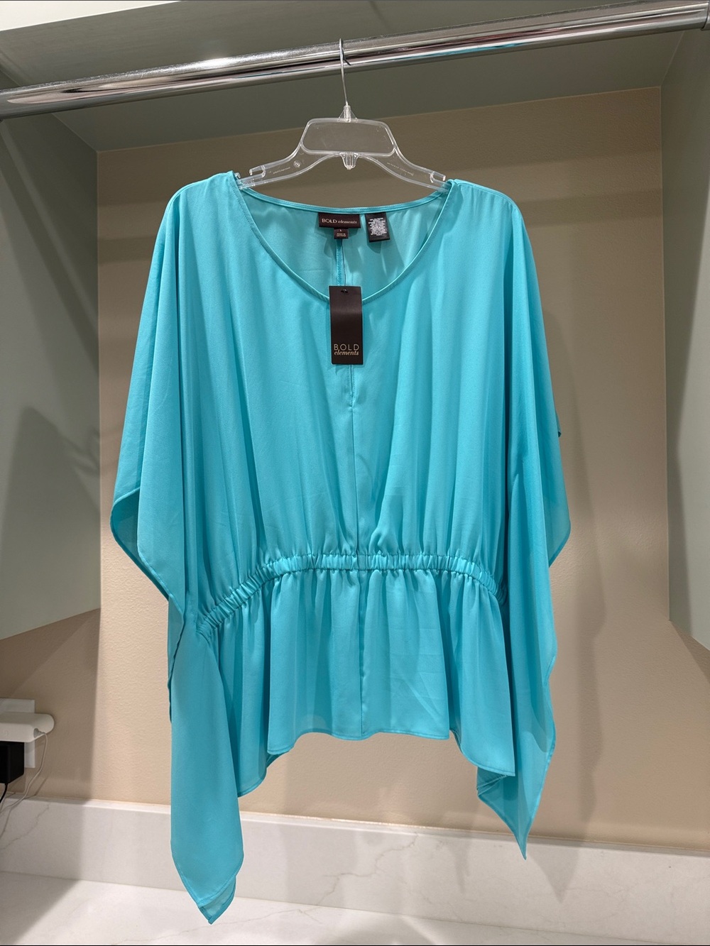 BOLD elements Turquoise Elastic-Waist Flutter Tunic